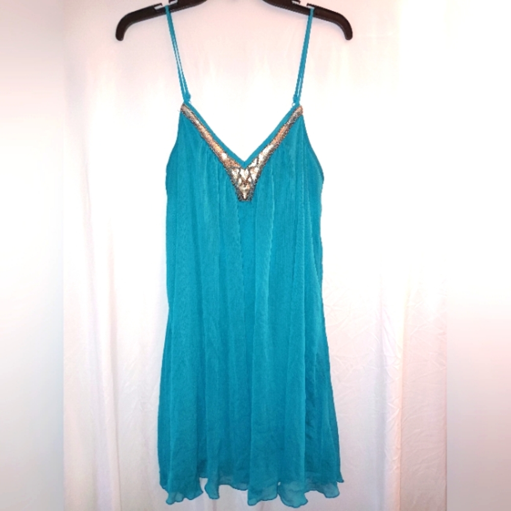 Express women's mini summer dress Blue-green